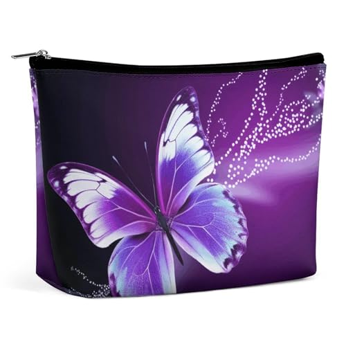 Make-up-Tasche, tragbare Kosmetiktasche, niedlicher lila Schmetterling, Kulturbeutel, Make-up-Organizer, große Kapazität, Reißverschlusstasche, Reise-Kulturtasche für Frauen und Männer Make-up-Tasche, tragbare Kosmetiktasche, niedlicher lila Schmetterling, Kulturbeutel, Make-up-Organizer, große Kapazität, Reißverschlusstasche, Reise-Kulturtasche für Frauen und Männer von KWQDOZF