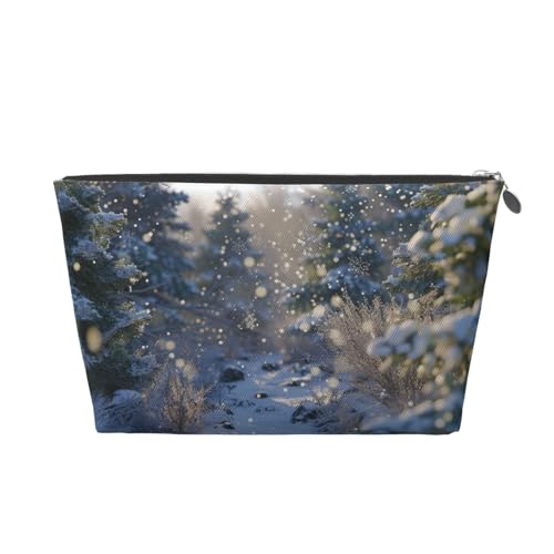 Make-up-Tasche für Damen mit Aufdruck „A Path In The Snow und großem Fassungsvermögen, wasserdichte Kulturtasche aus Leder für Rasierer Make-up-Tasche für Damen mit Aufdruck „A Path In The Snow und großem Fassungsvermögen, wasserdichte Kulturtasche aus Leder für Rasierer von KWQDOZF