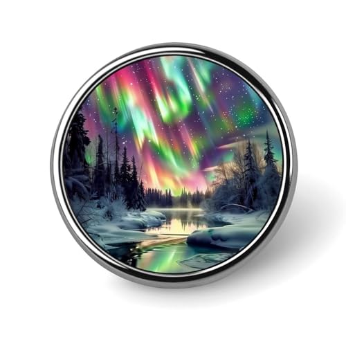 Nordlichter, Winter, runde Brosche, Anstecknadel, Anstecknadel, Krawattennadel für Damen und Herren, Büroangestellte, Lehrer, Dekoration Nordlichter, Winter, runde Brosche, Anstecknadel, Anstecknadel, Krawattennadel für Damen und Herren, Büroangestellte, Lehrer, Dekoration von KWQDOZF