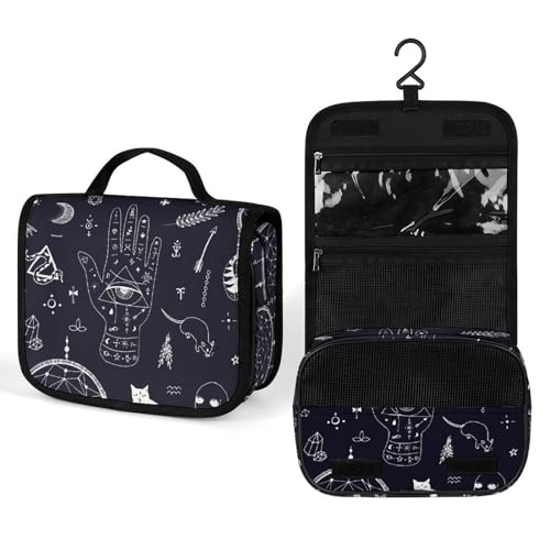 Reise-Kulturtasche mit Aufdruck „Magic Attributes, Animals and Things, tragbarer Kosmetik-Organizer mit Haken, Handtasche Reise-Kulturtasche mit Aufdruck „Magic Attributes, Animals and Things, tragbarer Kosmetik-Organizer mit Haken, Handtasche von KWQDOZF