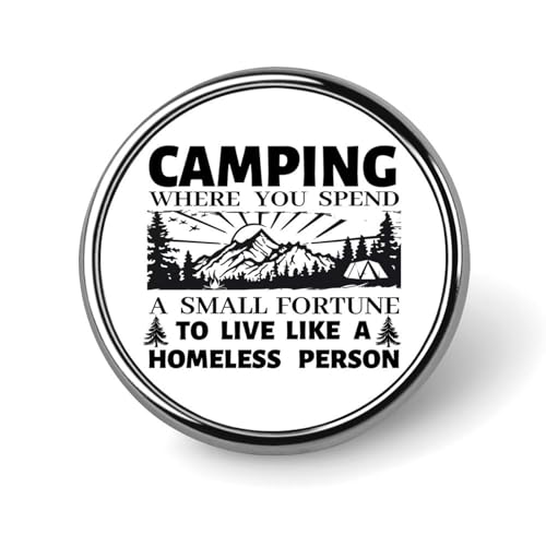 Runde Brosche mit rustikalem Camping-Aufdruck, Anstecknadel, Revers, Krawattennadel für Damen und Herren, Büroangestellte, Lehrer, Dekoration Runde Brosche mit rustikalem Camping-Aufdruck, Anstecknadel, Revers, Krawattennadel für Damen und Herren, Büroangestellte, Lehrer, Dekoration von KWQDOZF