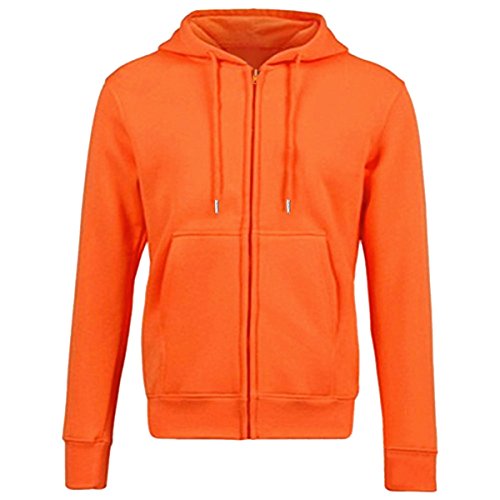 KYEYGWO Orange Fleece Hoodies Sweatshirts für Herren und Damen, Zip-Hoodie Kapuzenpullover mit Tasche, Einfarbig Lange Ärmel Kapuzenjacke Herbst Winter Sweatjacke, L von KYEYGWO