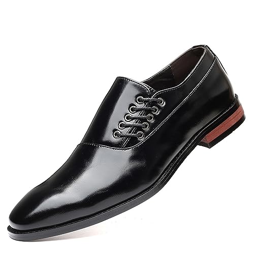 KYOESCAI Anzugschuhe Herren Business Schuhe Klassischer Oxford Schwarz Glattleder Derby Hochzeit Schuhe,Schwarz,39 EU von KYOESCAI