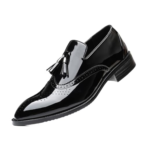 KYOESCAI Anzugschuhe Herren Formale Klassischer Business Derby Oxford Hochzeit Fahrschuhe Schuhe mit Quasten,Schwarz,38 EU von KYOESCAI