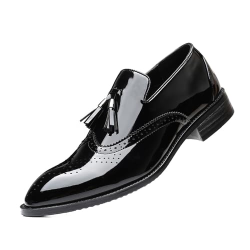 KYOESCAI Anzugschuhe Herren Formale Klassischer Business Derby Oxford Hochzeit Fahrschuhe Schuhe mit Quasten,Schwarz,40 EU von KYOESCAI