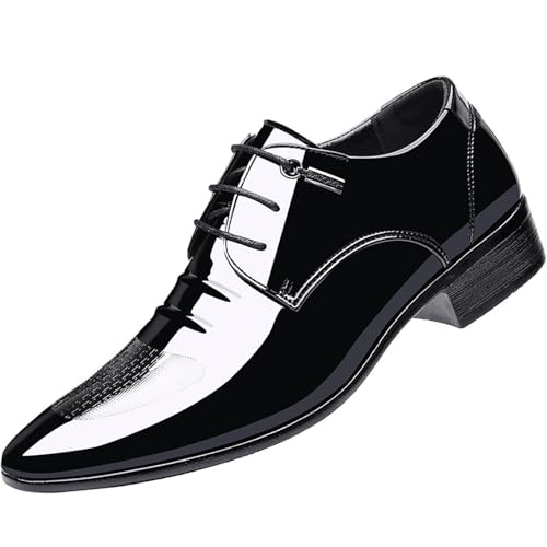 KYOESCAI Anzugschuhe Herren Klassischer Business Schuhe Schnürschuhe Glattleder Derby Oxford Hochzeit Schuhe,Schwarz,42 EU von KYOESCAI