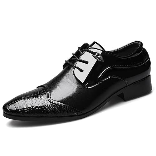 KYOESCAI Anzugschuhe Herren Klassischer Schwarz Business Schuhe Derby Oxford Hochzeit Schuhe Schnürschuhe,Schwarz,42 EU von KYOESCAI