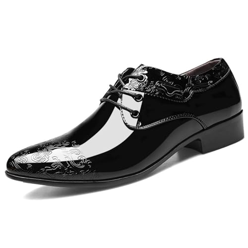 KYOESCAI Anzugschuhe Herren Klassischer Schwarz Business Schuhe Schnürschuhe Derby Oxford Hochzeit Schuhe,Schwarz,48 EU von KYOESCAI