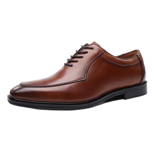 KYOESCAI Anzugschuhe Herren Schwarz Lederschuhe Klassischer Business Schnürschuhe Oxford Derby Hochzeit Schuhe,Braun,38 EU von KYOESCAI