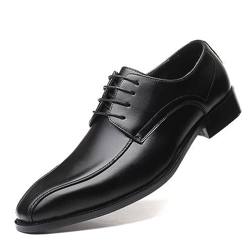 KYOESCAI Anzugschuhe Herren Schwarz Lederschuhe Klassischer Business Schnürschuhe Oxford Derby Hochzeit Schuhe,Schwarz,40 EU von KYOESCAI