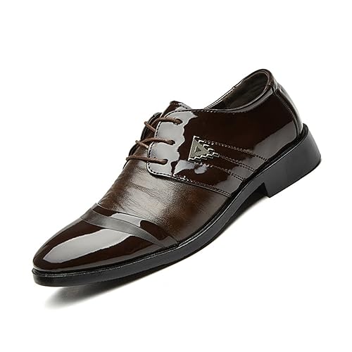 KYOESCAI Herren Anzugschuhe Business Schuhe Klassischer Oxford Derby Hochzeit Schuhe Schwarz Schnürschuhe,Braun,38 EU von KYOESCAI