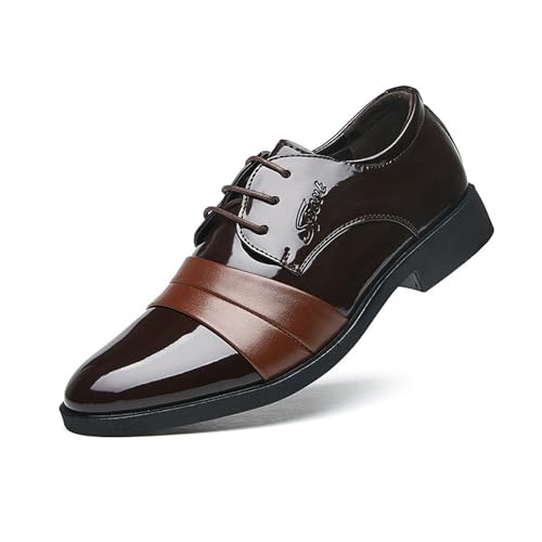 KYOESCAI Herren Anzugschuhe Derby Oxford Hochzeit Schuhe Formale Moderne Klassische Business Schuhe Schnürhalbschuhe,Braun,39 EU von KYOESCAI