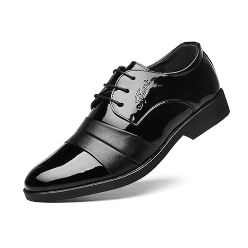 KYOESCAI Herren Anzugschuhe Derby Oxford Hochzeit Schuhe Formale Moderne Klassische Business Schuhe Schnürhalbschuhe,Schwarz,40 EU von KYOESCAI