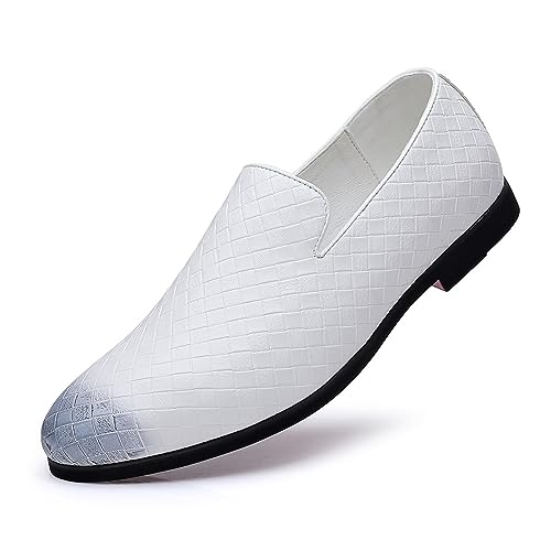 KYOESCAI Herren Anzugschuhe Formale Business Derby Oxford Hochzeit Fahrschuhe Schuhe Klassischer Mokassins,Weiß,38 EU von KYOESCAI