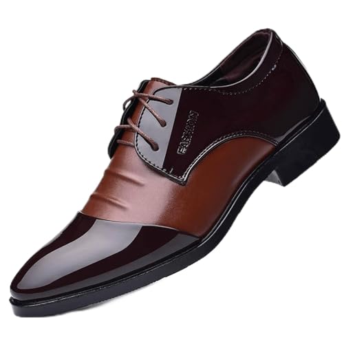 KYOESCAI Herren Anzugschuhe Formale Moderne Klassischer Business Derby Oxford Hochzeit Schuhe Schnürhalbschuhe,Braun,39 EU von KYOESCAI