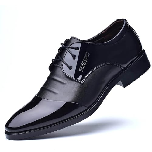 KYOESCAI Herren Anzugschuhe Formale Moderne Klassischer Business Derby Oxford Hochzeit Schuhe Schnürhalbschuhe,Schwarz,40 EU von KYOESCAI