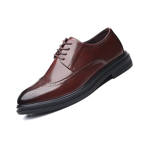 KYOESCAI Herren Anzugschuhe Klassischer Business Derby Oxford Hochzeit Brogue Schuhe Schwarz Schnürschuh,Braun,41 EU von KYOESCAI