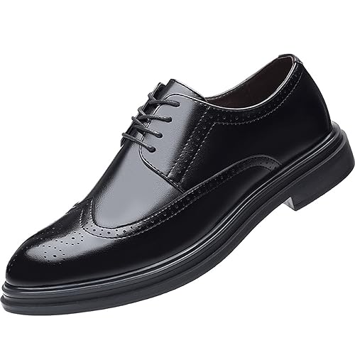 KYOESCAI Herren Anzugschuhe Klassischer Business Derby Oxford Hochzeit Brogue Schuhe Schwarz Schnürschuh,Schwarz,43 EU von KYOESCAI