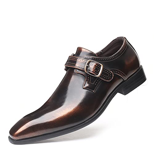 KYOESCAI Herren Anzugschuhe Klassischer Business Derby Oxford Hochzeit Schuhe Comfort Halbschuhe Bootsschuhe Fahrende Schuhe,Bronze,38 EU von KYOESCAI