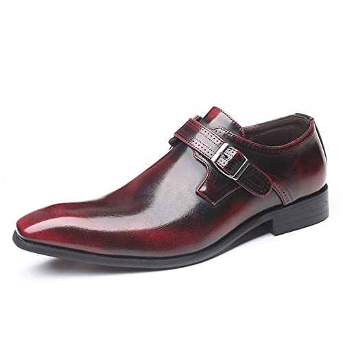 KYOESCAI Herren Anzugschuhe Klassischer Business Derby Oxford Hochzeit Schuhe Comfort Halbschuhe Bootsschuhe Fahrende Schuhe,Burgundy,39 EU von KYOESCAI