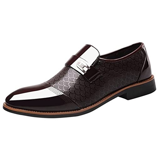 KYOESCAI Herren Anzugschuhe Klassischer Business Derby Oxford Hochzeit Schuhe Flache Mokassins,Braun,38 EU von KYOESCAI