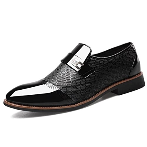 KYOESCAI Herren Anzugschuhe Klassischer Business Derby Oxford Hochzeit Schuhe Flache Mokassins,Schwarz,40 EU von KYOESCAI