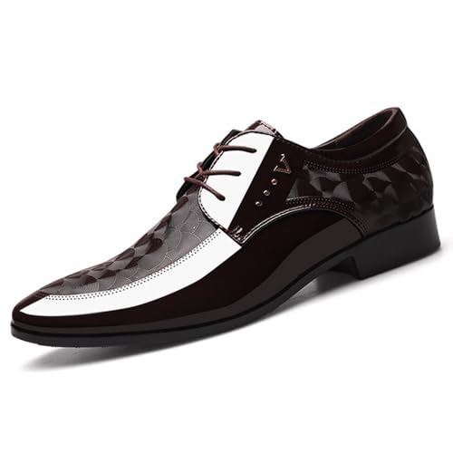 KYOESCAI Herren Anzugschuhe Klassischer Business Derby Oxford Hochzeit Schuhe Schwarz Schnürschuh,Braun,45 EU von KYOESCAI