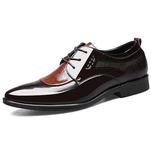 KYOESCAI Herren Anzugschuhe Klassischer Business Derby Oxford Schnürschuh Hochzeitsschuhe,Braun,38 EU von KYOESCAI