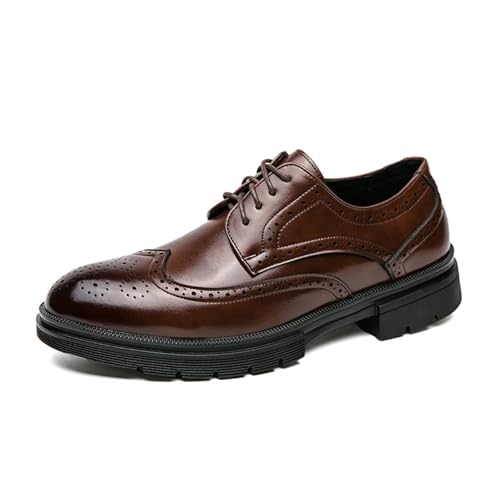 KYOESCAI Herren Anzugschuhe Klassischer Business Schnürhalbschuhe Brogues Derby Oxfords Hochzeit Schuhe,Braun,42 EU KYOESCAI Herren Anzugschuhe Klassischer Business Schnürhalbschuhe Brogues Derby Oxfords Hochzeit Schuhe,Braun,42 EU von KYOESCAI