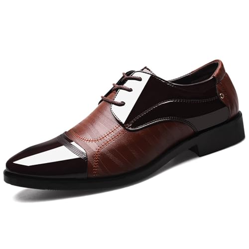 KYOESCAI Herren Anzugschuhe Klassischer Business Schwarz Lederschuhe Schnürhalbschuhe Derby Oxfords Hochzeit Schuhe,Braun,38 EU von KYOESCAI