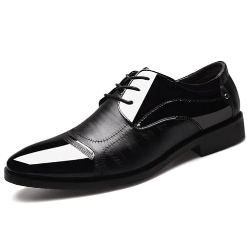 KYOESCAI Herren Anzugschuhe Klassischer Business Schwarz Lederschuhe Schnürhalbschuhe Derby Oxfords Hochzeit Schuhe,Schwarz,39 EU von KYOESCAI