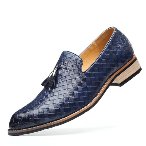 KYOESCAI Herren Anzugschuhe Klassischer Formale Business Derby Oxford Schuhe mit Quaste Fahrschuhe für Herren,Blau,38 EU von KYOESCAI
