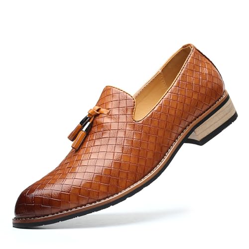 KYOESCAI Herren Anzugschuhe Klassischer Formale Business Derby Oxford Schuhe mit Quaste Fahrschuhe für Herren,Gelb,39 EU von KYOESCAI