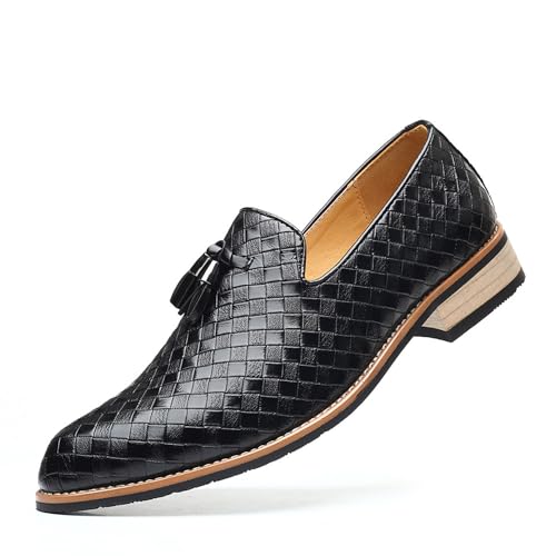 KYOESCAI Herren Anzugschuhe Klassischer Formale Business Derby Oxford Schuhe mit Quaste Fahrschuhe für Herren,Schwarz,43 EU von KYOESCAI