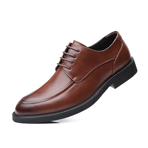 KYOESCAI Herren Anzugschuhe Schnürhalbschuhe Klassischer Business Derby Hochzeit Schuhe Für Formale Moderne,Braun,38 EU von KYOESCAI