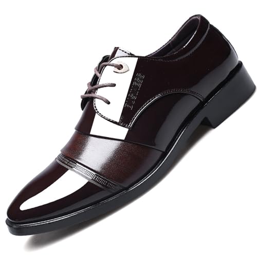 KYOESCAI Herren Anzugschuhe Schnürhalbschuhe Klassischer Business Derby Oxford Hochzeit Schuhe Arbeitsschuhe,Braun,38 EU von KYOESCAI