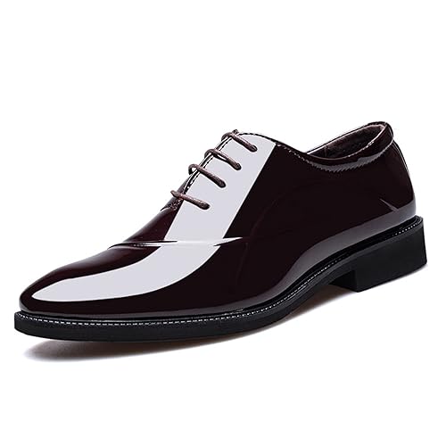 KYOESCAI Herren Anzugschuhe Schnürhalbschuhe Klassischer Business Derby Oxford Hochzeit Schuhe Schnürschuh,Braun,38 EU von KYOESCAI