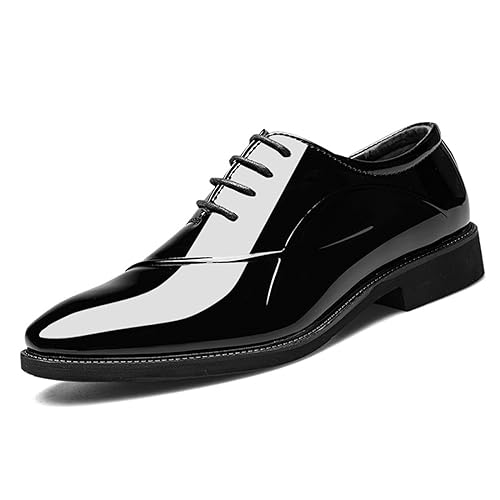 KYOESCAI Herren Anzugschuhe Schnürhalbschuhe Klassischer Business Derby Oxford Hochzeit Schuhe Schnürschuh,Schwarz,43 EU von KYOESCAI