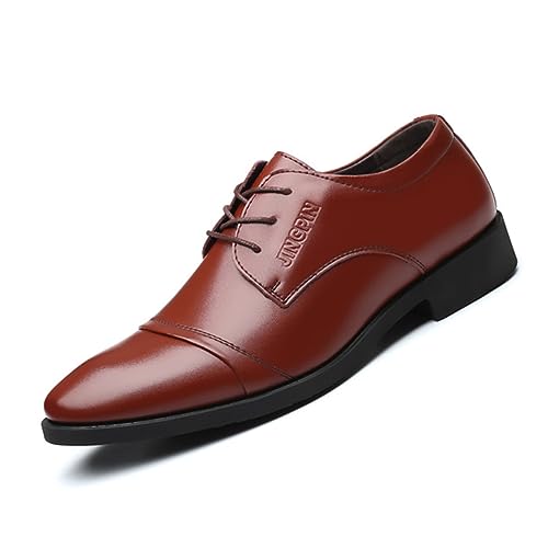 KYOESCAI Herren Anzugschuhe Schnürhalbschuhe Klassischer Business Derby Oxford Schuhe Hochzeitsschuhe,Braun,38 EU von KYOESCAI