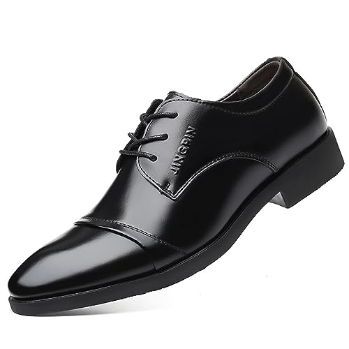 KYOESCAI Herren Anzugschuhe Schnürhalbschuhe Klassischer Business Derby Oxford Schuhe Hochzeitsschuhe,Schwarz,39 EU von KYOESCAI