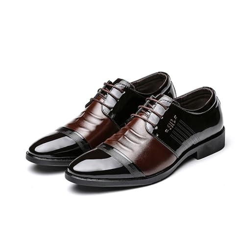 KYOESCAI Herren Anzugschuhe Schnürhalbschuhe Klassischer Business Oxford Hochzeit Derby Schuhe Arbeitsschuhe,Braun,38 EU von KYOESCAI