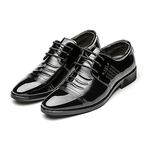 KYOESCAI Herren Anzugschuhe Schnürhalbschuhe Klassischer Business Oxford Hochzeit Derby Schuhe Arbeitsschuhe,Schwarz,38 EU von KYOESCAI