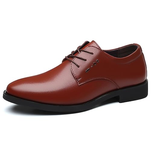 KYOESCAI Herren Anzugschuhe Schnürhalbschuhe Klassischer Business Oxford Hochzeit Derby Schuhe Schnürschuh,Braun,40 EU von KYOESCAI