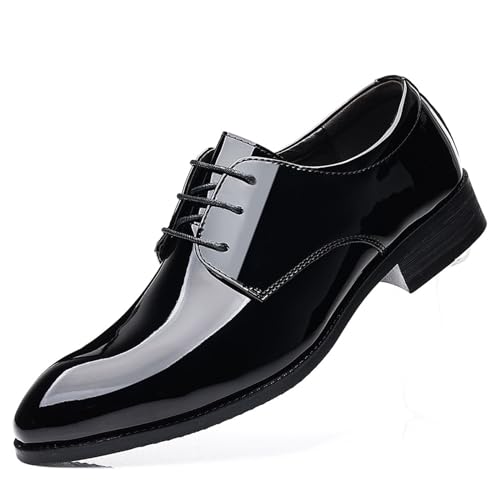 KYOESCAI Herren Anzugschuhe Schnürhalbschuhe Moderne Klassischer Business Derby Hochzeit Schuhe für Formale,Schwarz,44 EU von KYOESCAI