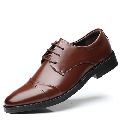 KYOESCAI Herren Brogue Anzugschuhe Schnürhalbschuhe Klassische Oxford Hochzeit Business Schuhe,Braun,44 EU von KYOESCAI