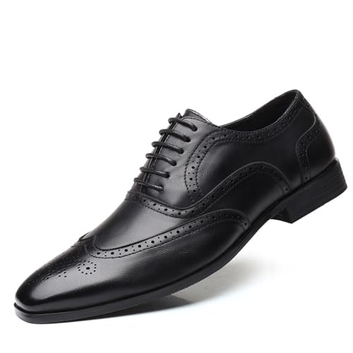 KYOESCAI Herren Brogue Hochzeit Schuhe Anzugschuhe Klassischer Business Derby Oxford Schnürhalbschuhe,Schwarz,41 EU von KYOESCAI