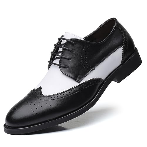 KYOESCAI Herren Brogues Anzugschuhe Klassischer Business Hochzeit Schuhe Oxford Derby Schnürhalbschuhe,Schwarz,43 EU von KYOESCAI