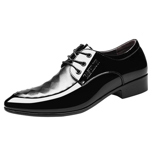 KYOESCAI Herren Hochzeit Anzugschuhe Formale Business Schnürhalbschuhe Klassischer Derby Oxford Schuhe,Schwarz,46 EU von KYOESCAI