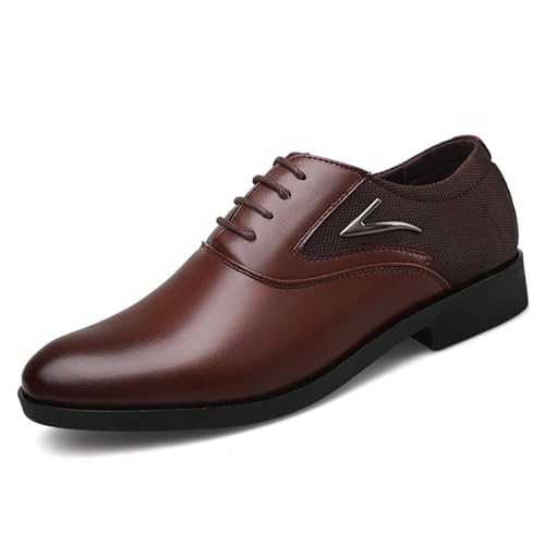 KYOESCAI Herren Hochzeit Schuhe Anzugschuhe Mode Patchwork Atmungsaktiv Schnürhalbschuhe Klassische Business Schuhe,Braun,38 EU von KYOESCAI