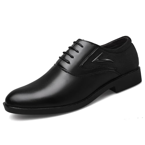 KYOESCAI Herren Hochzeit Schuhe Anzugschuhe Mode Patchwork Atmungsaktiv Schnürhalbschuhe Klassische Business Schuhe,Schwarz,42 EU von KYOESCAI